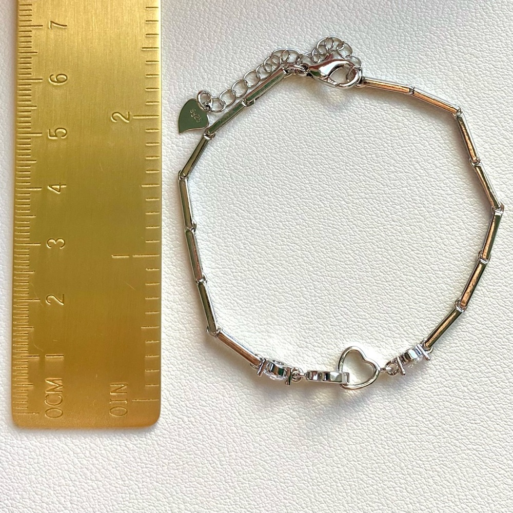Silver heart bracelet with zirconia stones - Picture 3 of 3